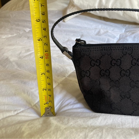GUCCI Black Pouchette Monogram Mini Shoulder baguette handbag Y2K bag purse - Picture 16 of 16